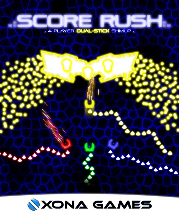 SCORE RUSH - SCORE RUSH is a 4-player shoot ’em up. Features overwhelming firepower, trailing options, full screen bombs, tons of enemies, with an intimidating final boss and hundreds of crazy bullet patterns to survive. The 60 fps adrenaline-rush experience is complemented by a hard-rocking DRAGON MUSIC soundtrack. Designed by XONA GAMES “empower the player” philosophy. Uses award-winning DUALITY ZF engine. Developer : XONA GAMES Soundtrack : DRAGON MUSIC